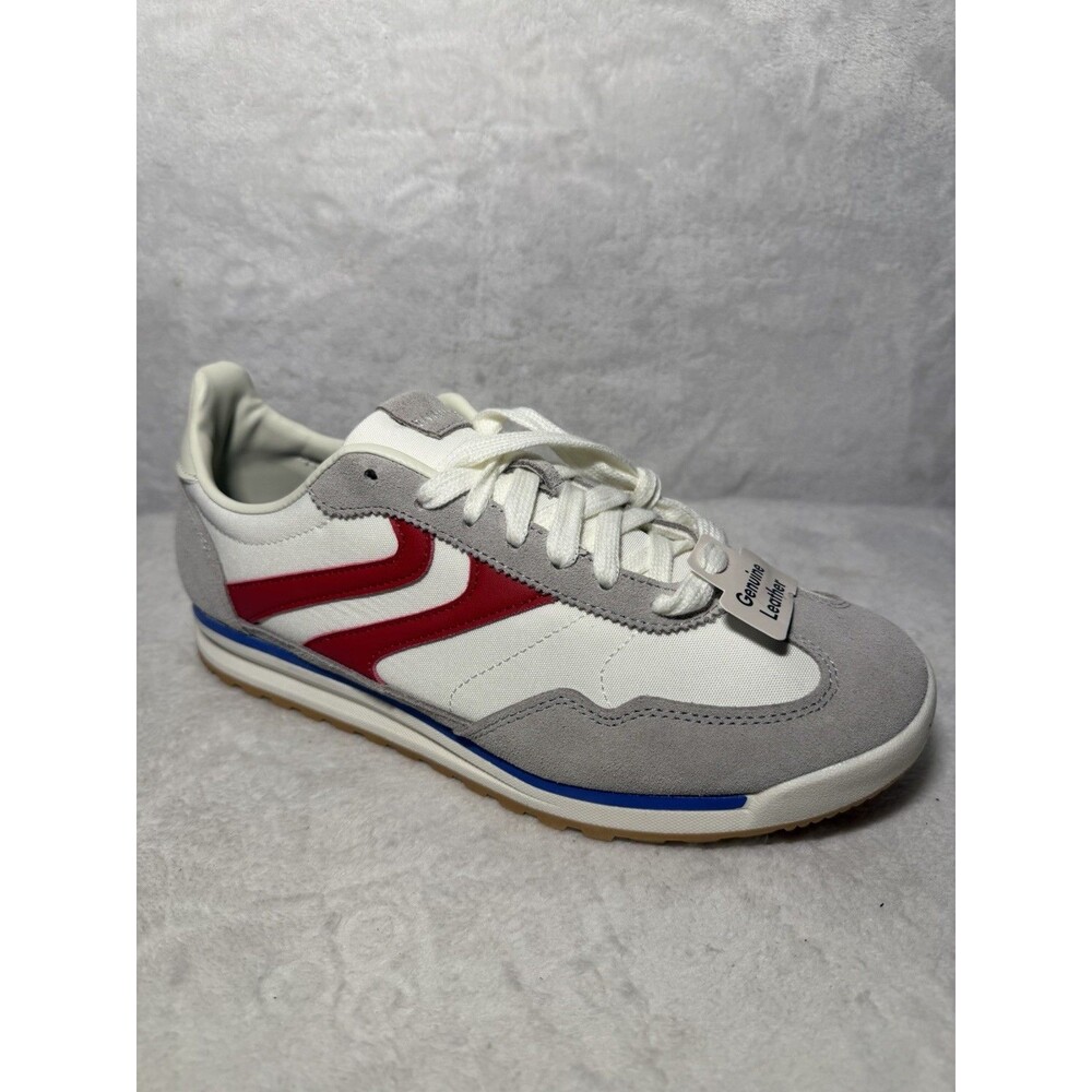 Men’s Slim Sneakers Size 8.5 Beige Gray Red Suede Memory Foam No Boundaries